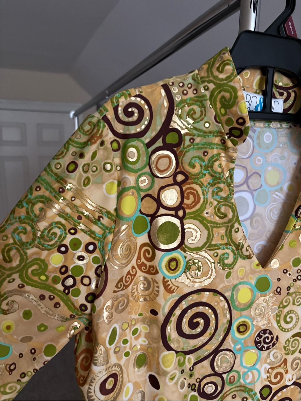 V-Neck Tunic Top with matching Skort - Gold & Green Swirl Print - Picture 2 of 10